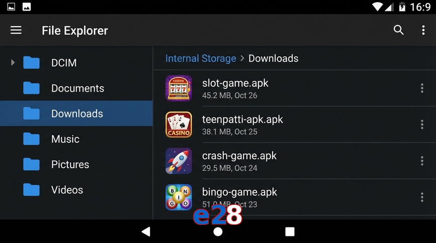 Main screen of E28 gameapk page for PK players